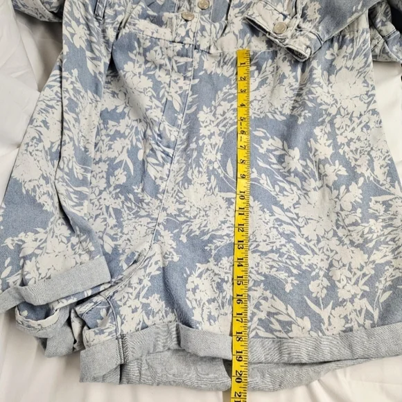 Eloquii Elements Floral Denim Romper In Blue And White Size 26 - Picture 12 of 13